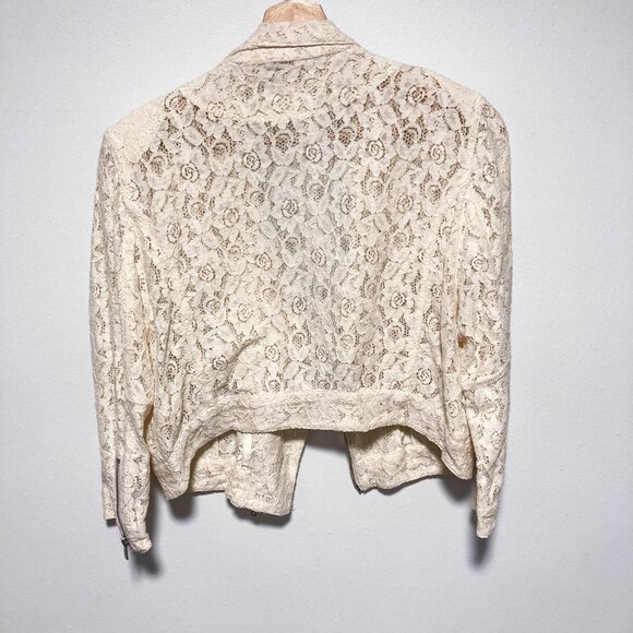 Cream Lace Biker Moto Jacket - Picture 15 of 16